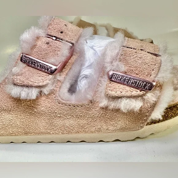 Birkenstock Arizona Shearling Light Rose Pink Fur Slide Sandals EU 35 - Picture 9 of 15